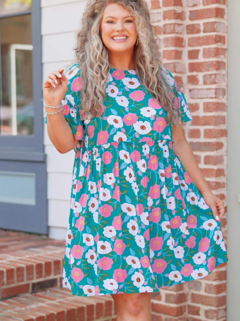 Easy Peasy Babydoll Dress, Teal